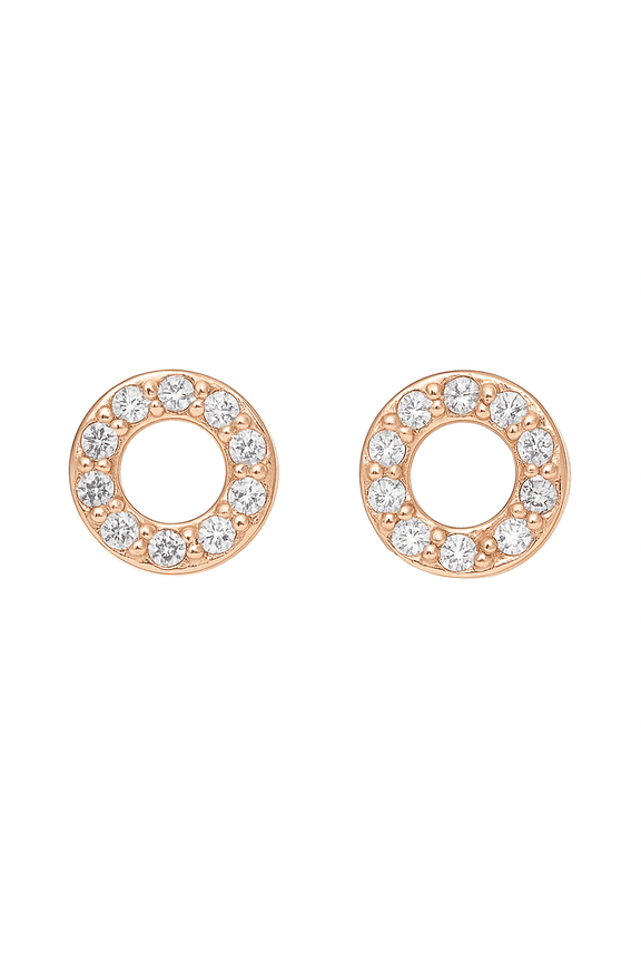 925 Sterling Silver Hollow Circle Earrings- Cubic Zirconia Karma Studs- Stud Earrings For Women- Minimalist Gold Jewelry Gift- Birthday Gift For Her