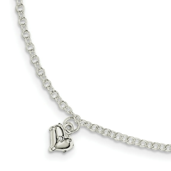 Silver Childrens Dangle 3-D Heart Bracelet