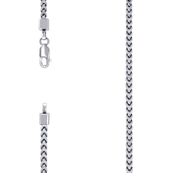 925 Sterling Silver Hollow Franco Chain Rhodium 2.7mm Necklace 18 Inch Chain Necklace for Women and Men