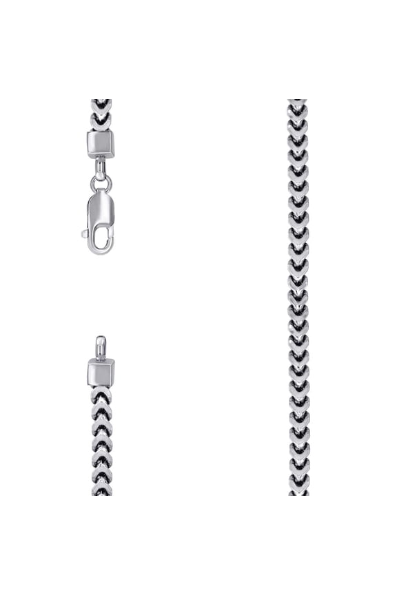 925 Sterling Silver Hollow Franco Chain Rhodium 4.3mm Necklace 16 Inch Chain Necklace for Women and Men