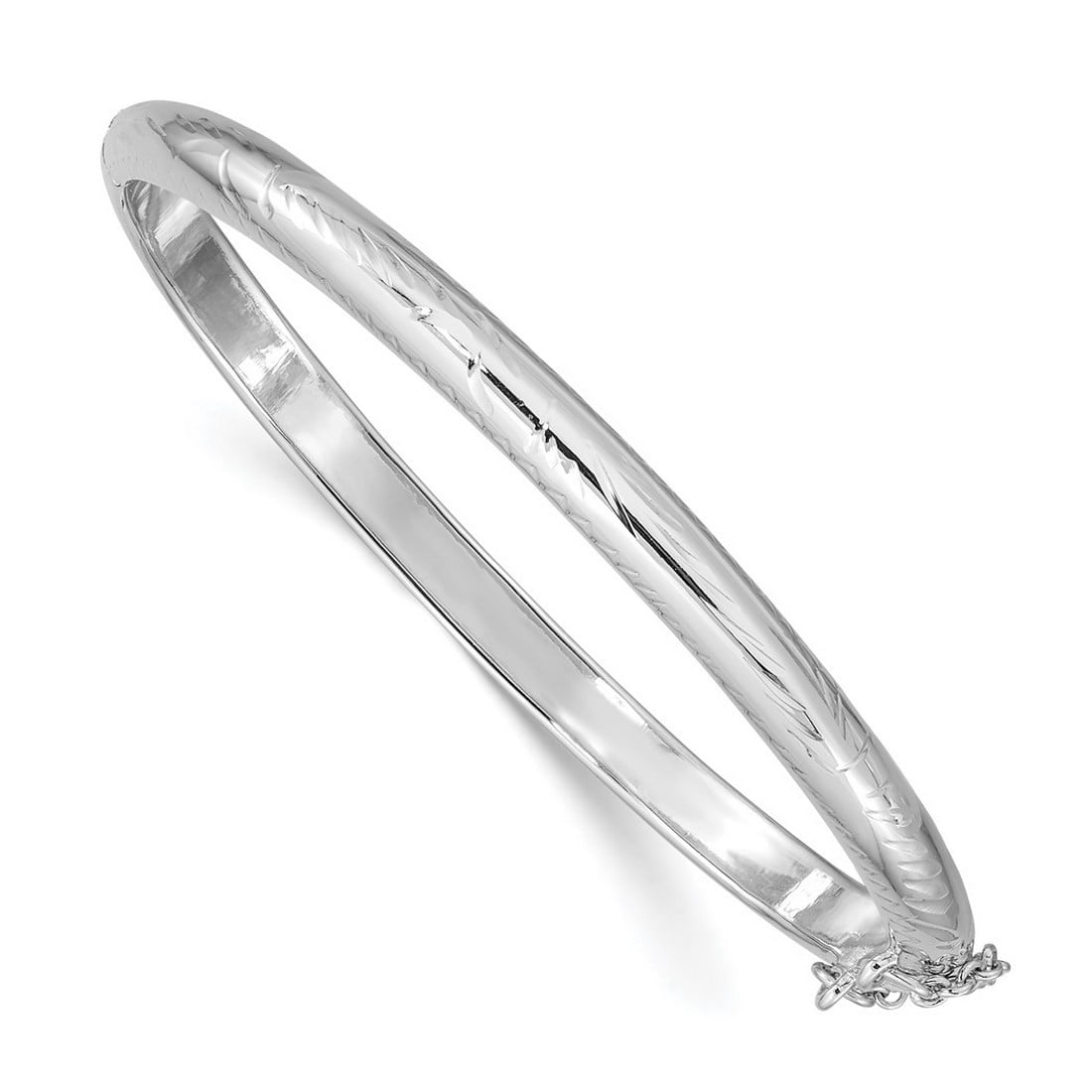 925 Sterling Silver Hollow Hinged Polished 5mm Cuff Stackable