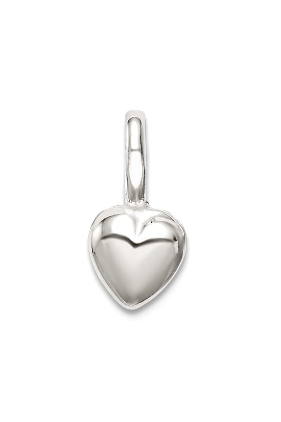 925 Sterling Silver Hollow Polished Puffed Love Heart Charm 12x6mm Wide Pendant Necklace for Women