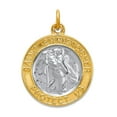 thumbnail image 1 of 925 Sterling Silver Hollow Polished and Gold Plated Satin St. Christopher Medal Pendant Necklace 25x18mm Wide Pendant fo, 1 of 2