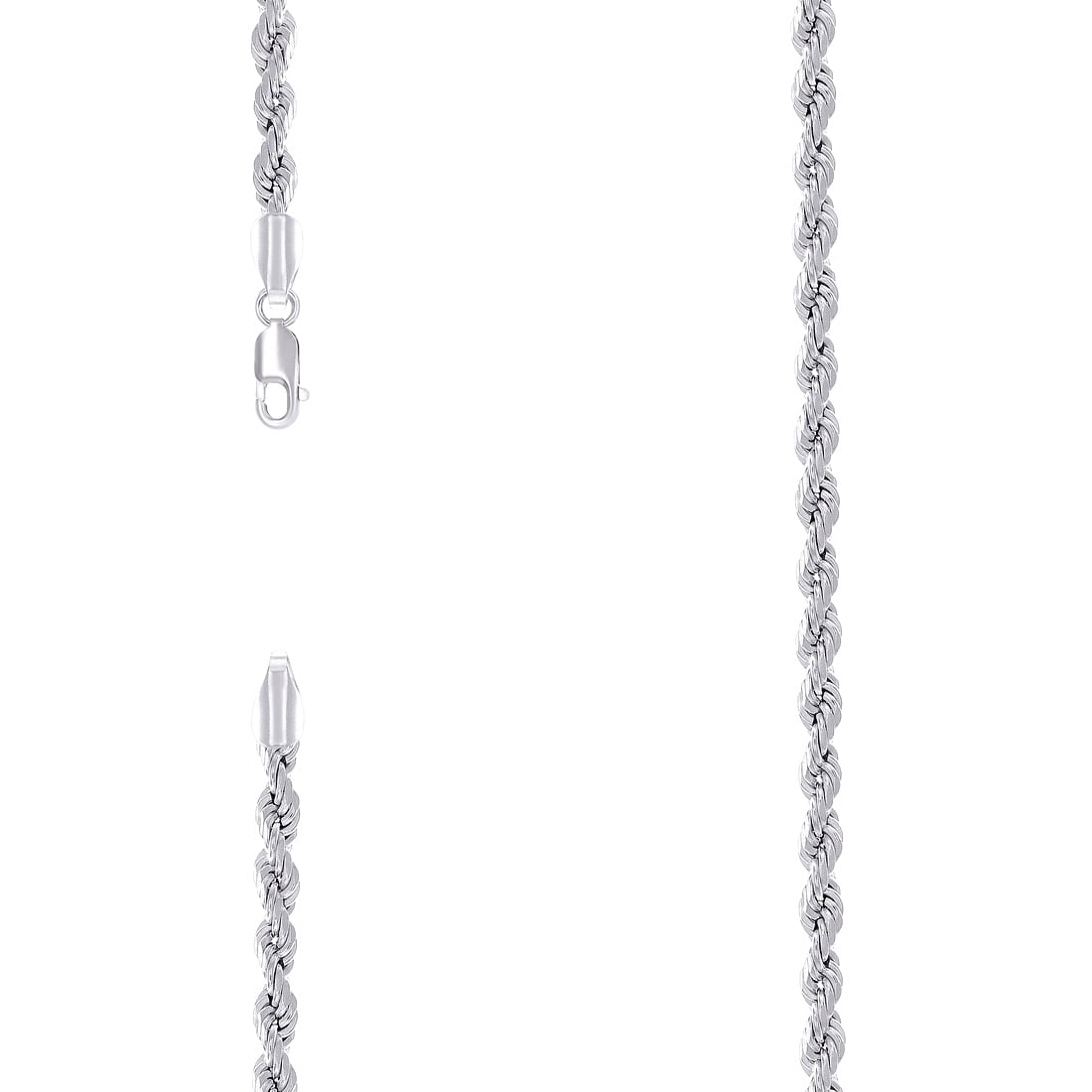925 Sterling Silver Hollow Rope Chain Rhodium 3mm Bracelet 7 Inch Link Bracelet for Women and Men