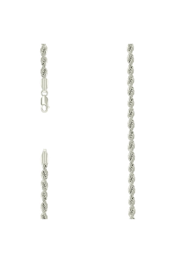 925 Sterling Silver Hollow Rope Chain Silver 3mm Necklace 16 Inch Chain Necklace for Women and Men