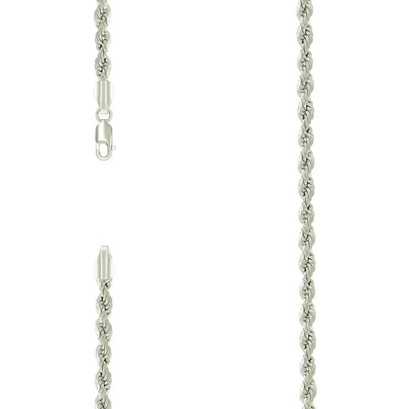 925 Sterling Silver Hollow Rope Chain Silver 3mm Necklace 20 Inch Chain Necklace for Women and Men
