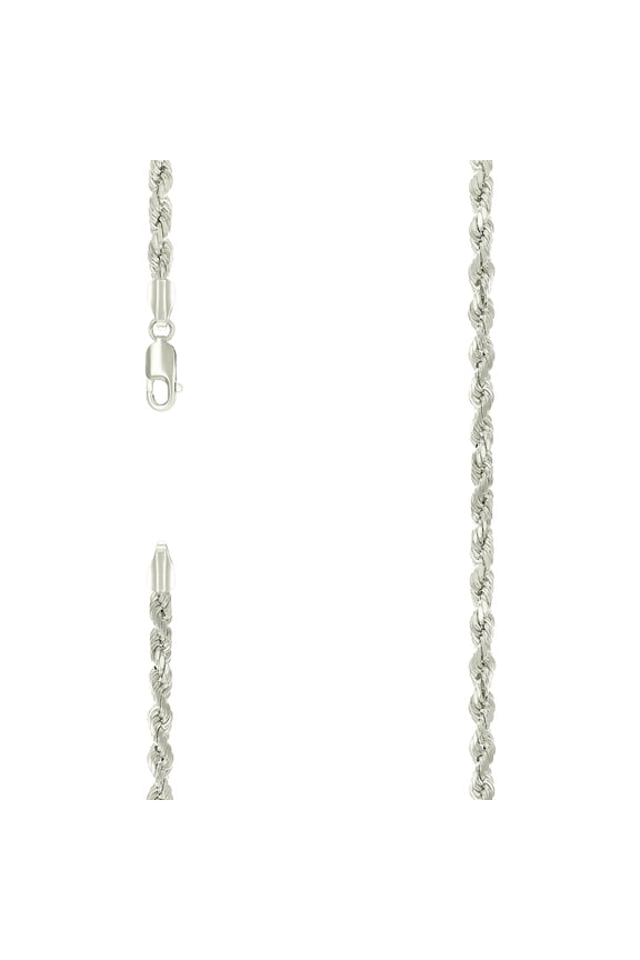 925 Sterling Silver Hollow Rope Chain Silver 4mm Necklace 16 Inch Chain Necklace for Women and Men