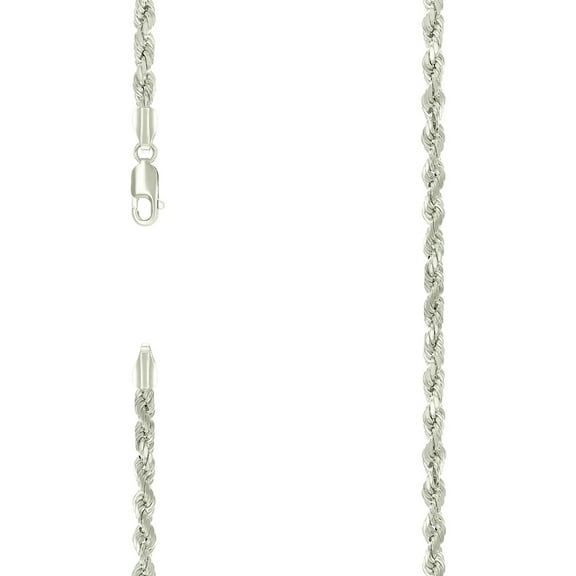 925 Sterling Silver Hollow Rope Chain Silver 4mm Necklace 18 Inch Chain Necklace for Women and Men