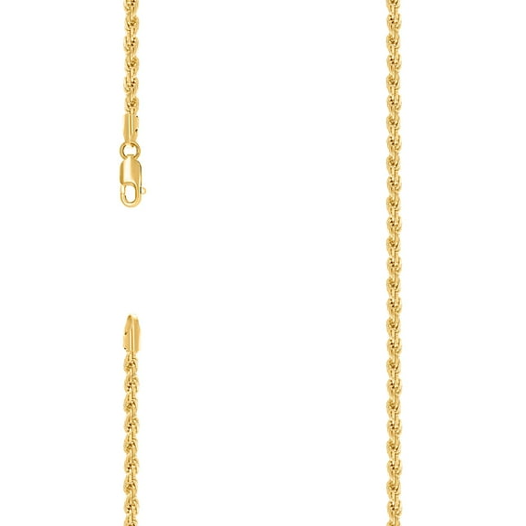 925 Sterling Silver Hollow Rope Chain Yellow 3.5mm Necklace 22 Inch Chain Necklace for Women and Men