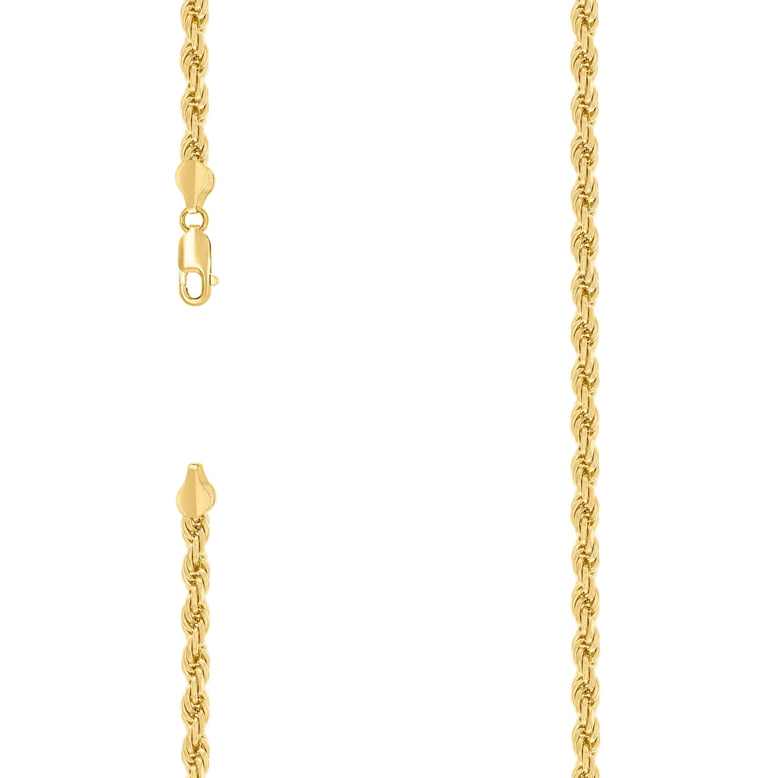 925 Sterling Silver Hollow Rope Chain Yellow 4.8mm Anklet 9 Inch Anklet for Women and Men