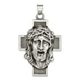 thumbnail image 1 of 925 Sterling Silver Hollow Satin Oxidized Jesus Religious Faith Cross Medal Pendant Necklace 43.66x28.43mm Wide 7.65mm T, 1 of 2