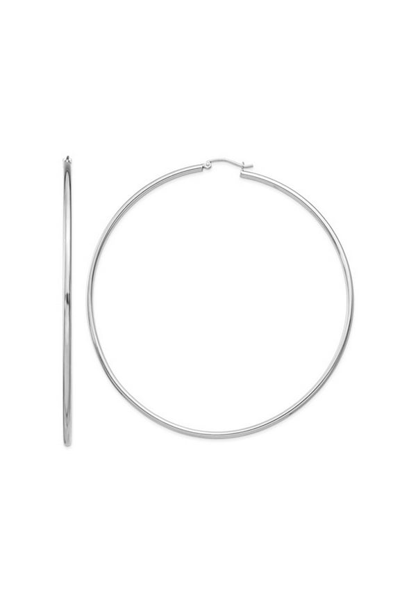 Sterling Silver Rhodium-plated 2mm Hoop Earrings