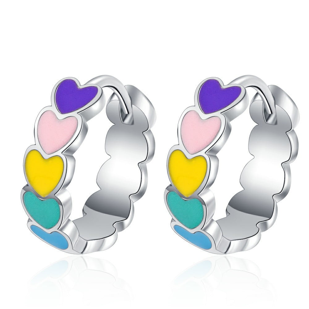 MINKUROW 925 Sterling Silver Hoop Earrings For Girls Kids Hypoallergenic Jewelry