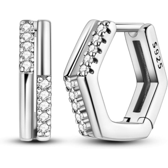 925 Sterling Silver Hoop Earrings For Women Dangle Earrings Small Boho Earrings Rope Design For Sensitive Ears, Double Oval Huggie Hoop Earrings Gifts For Her Mother'S Day Birthday[Z1]