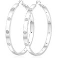 thumbnail image 1 of 925 Sterling Silver Hoop Earrings For Women Large Silver Hoop Earrings Hypoallergenic Lightweight Silver Earrings Hoops With Cubic Zirconia 40/50/60Mm[Z4695], 1 of 2