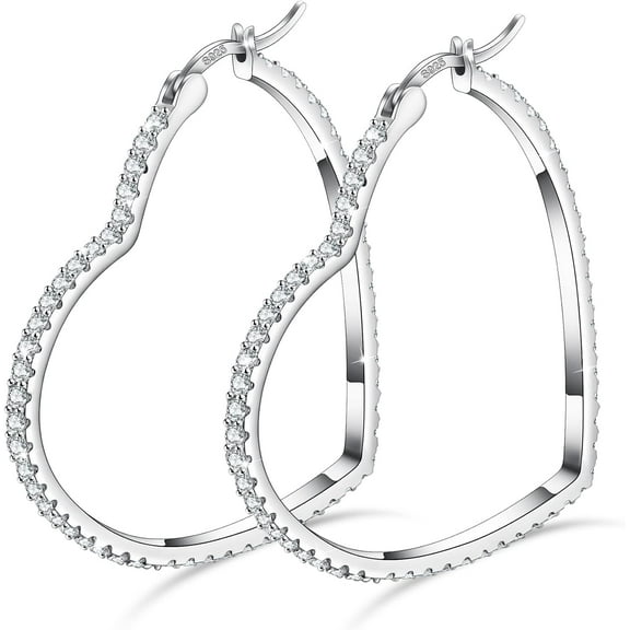 925 Sterling Silver Hoop Earrings For Women heart earrings hoop earrings for women Cubic Zirconia Earrings Hoops Ear Leander Jewelry 20 30 40 MM Gifts