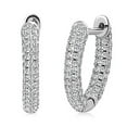 thumbnail image 1 of 925 Sterling Silver Hoop Huggie Earrings Cubic Zirconia, 1 of 5