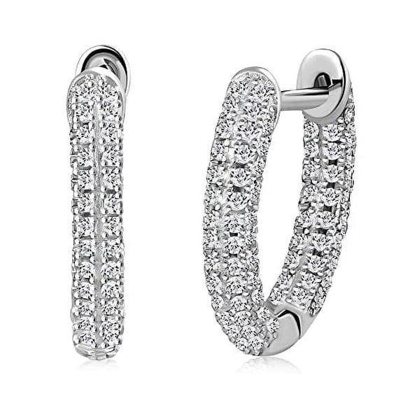 925 Sterling Silver Hoop Huggie Earrings Cubic Zirconia