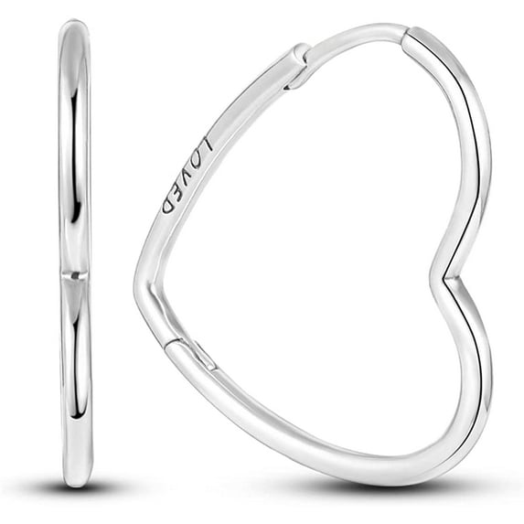 925 Sterling Silver Hoops Asymmetrical Heart Earrings Silver Hoop Earrings for Women Gold Hoop Cubic Zirconia Earrings Hypoallergenic Earrings