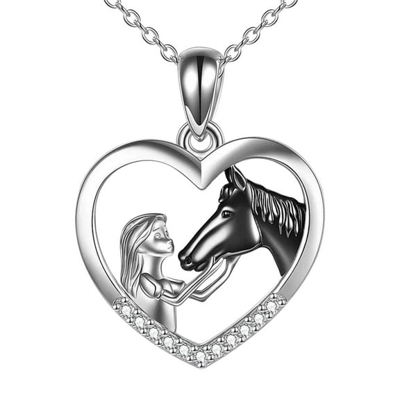 925 Sterling Silver Horse Pendant Necklace for Women Elegant Horse Jewelry Gift for Mother's Day Valentine's Day Christmas Birthday Anniversary