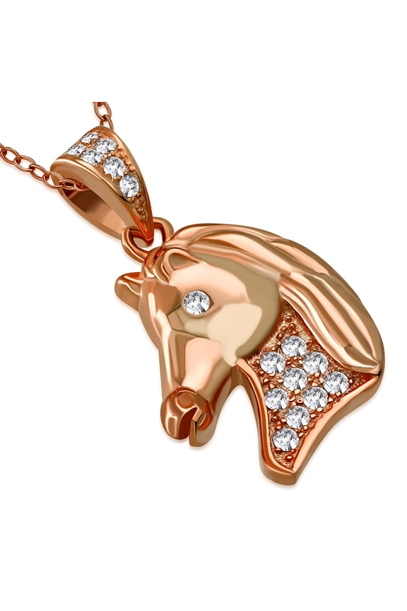 925 Sterling Silver Horse Pony Pendant Necklace
