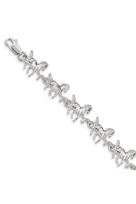 925 Sterling Silver Horses Bracelet Fine Jewelry For Women Gifts For Her, 7"