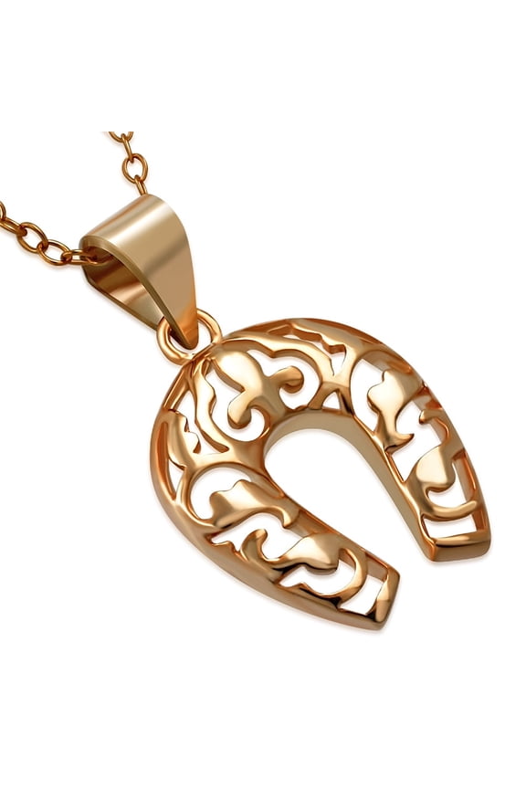 925 Sterling Silver Horseshoe Good Luck Pendant Necklace, 18"