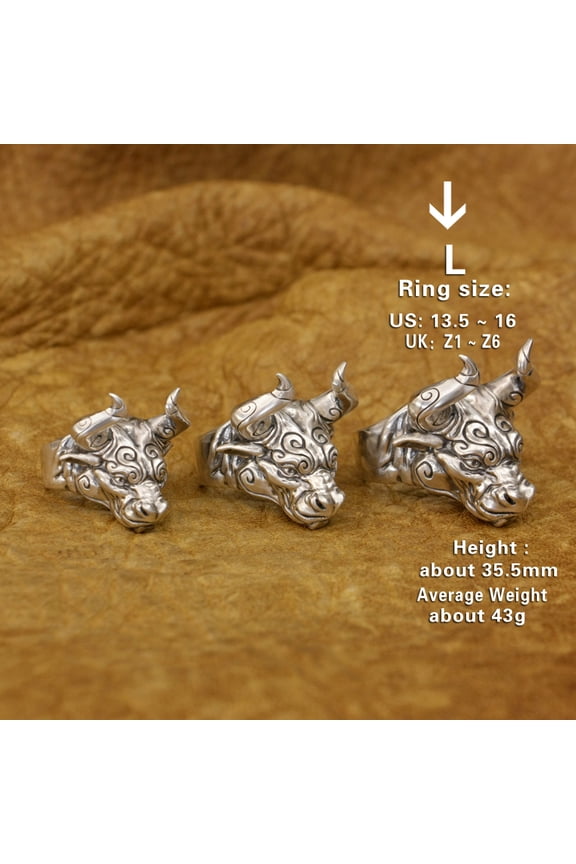 925 Sterling Silver Huge Bull Ring Biker Punk Jewelry TA389 Large Model US Size 15