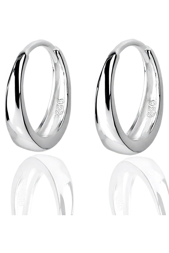 925 Sterling Silver Huggie Earrings for Women - 10mm/14mm/16mm Tiny Sleeper Hoops, Hypoallergenic Mini Cartilage/Tragus/Cuff Earrings, Fashion 925 Silver Jewelry Gift for Daily Wear