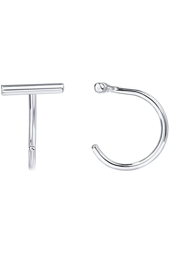 925 Sterling Silver Huggie Half Hoop Earrings | Hypoallergenic Minimalist Tiny Cartilage Earring
