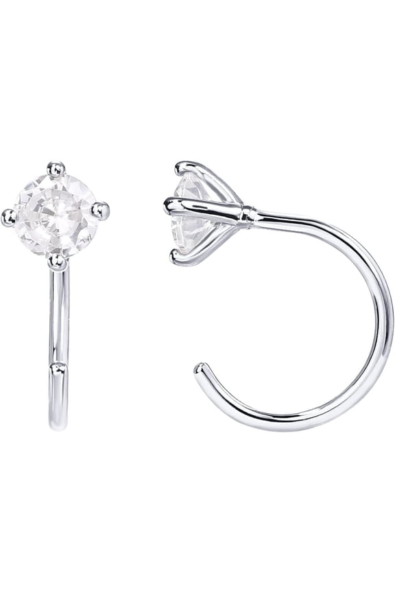 925 Sterling Silver Huggie Half Hoop Earrings | Hypoallergenic Minimalist Tiny Cartilage Earring