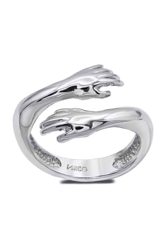 925 Sterling Silver Hugging Hands Band Ring (Size 9.25)