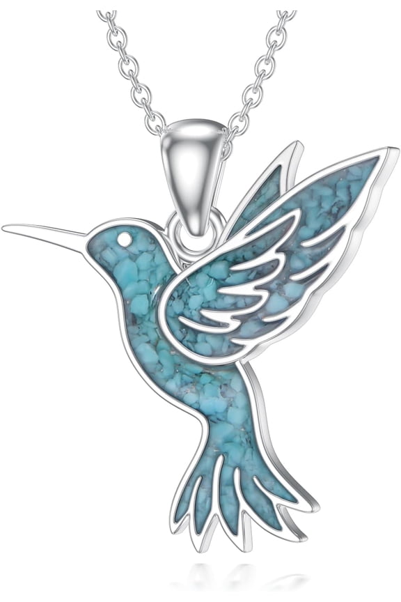 925 Sterling Silver Hummingbird Necklace Turquoise Bird Necklace Hummingbird Jewelry Gifts for Women Hummingbirds Lovers
