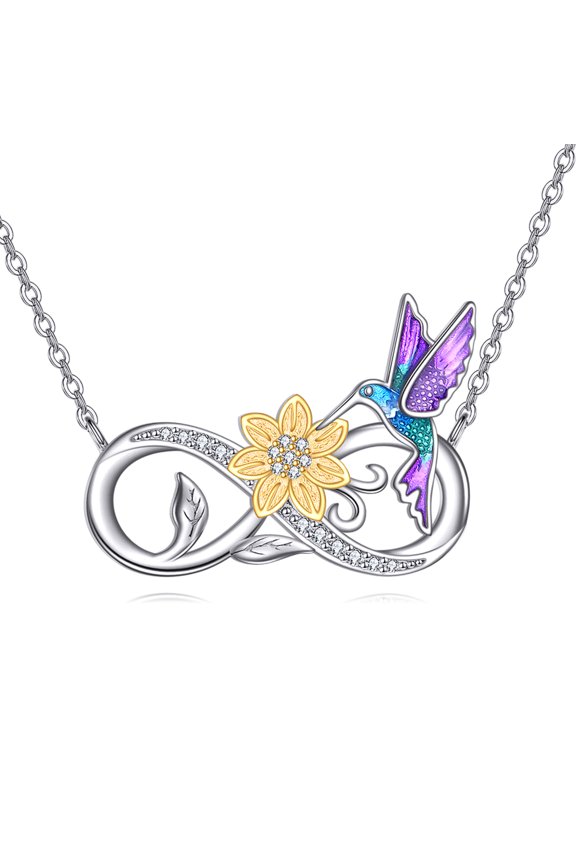 925 Sterling Silver Hummingbird Necklace for Women Infinity Pendant Necklace Sunflower Jewelry for Women