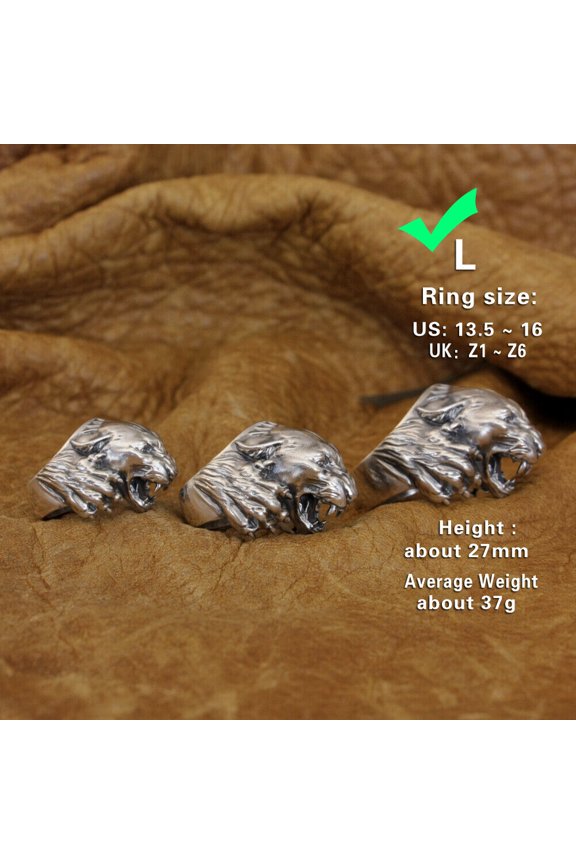 925 Sterling Silver Hunting Leopards Ring Biker Punk Jewelry TA348 Large Model US Size 16