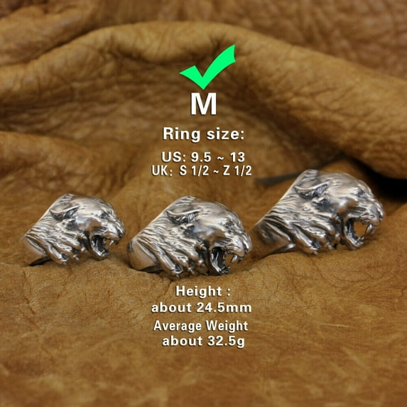 925 Sterling Silver Hunting Leopards Ring Biker Punk Jewelry TA348 Middle Model US Size 13