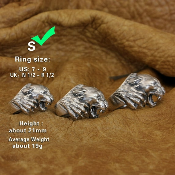 925 Sterling Silver Hunting Leopards Ring Biker Punk Jewelry TA348 Small Model US Size 8