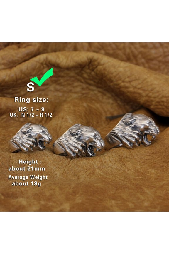 925 Sterling Silver Hunting Leopards Ring Biker Punk Jewelry TA348 Small Model US Size 8