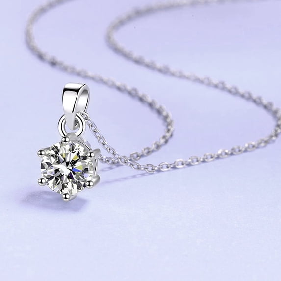 925 Sterling Silver Hypoallergenic 0.5ct Solitaire Moissanite Pendant Necklace for Women, Birthday/Anniversary Gift