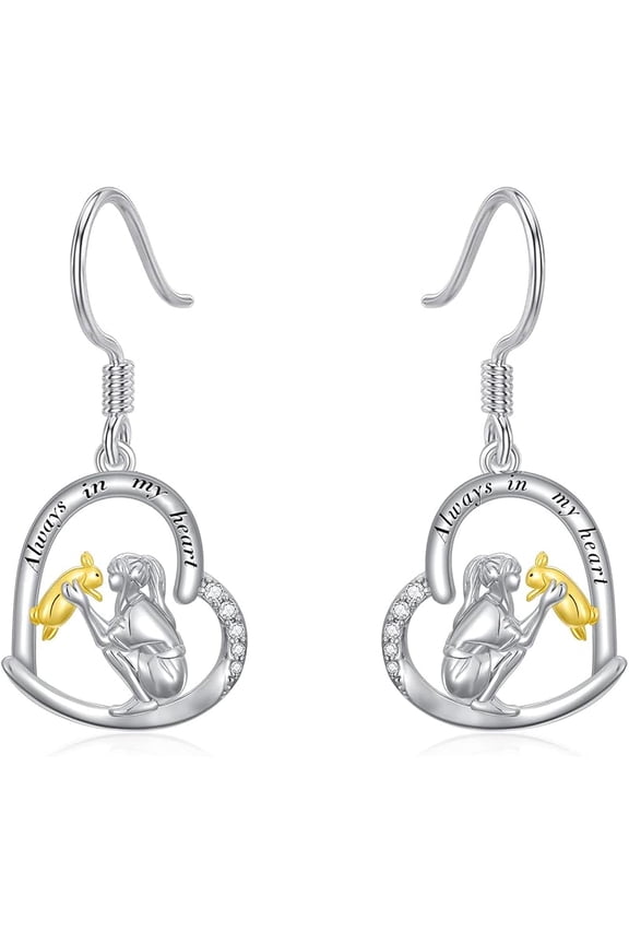 925 Sterling Silver Hypoallergenic Animal Earrings Elephant/Cow/Dragonfly/Guinea Pig/Dog/Dragon/Wolf/Bunny/Hummingbird Dangle Drop Earrings for Women Cute Animal Jewelry Gifts for Women