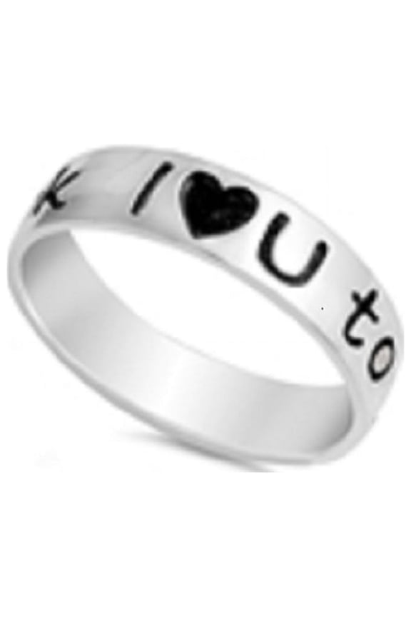 925 Sterling Silver I Love You To The Moon And Back Ring Size 8