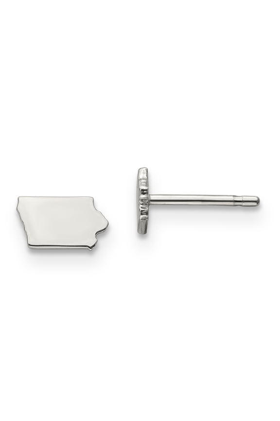 925 Sterling Silver IA Small State Earring