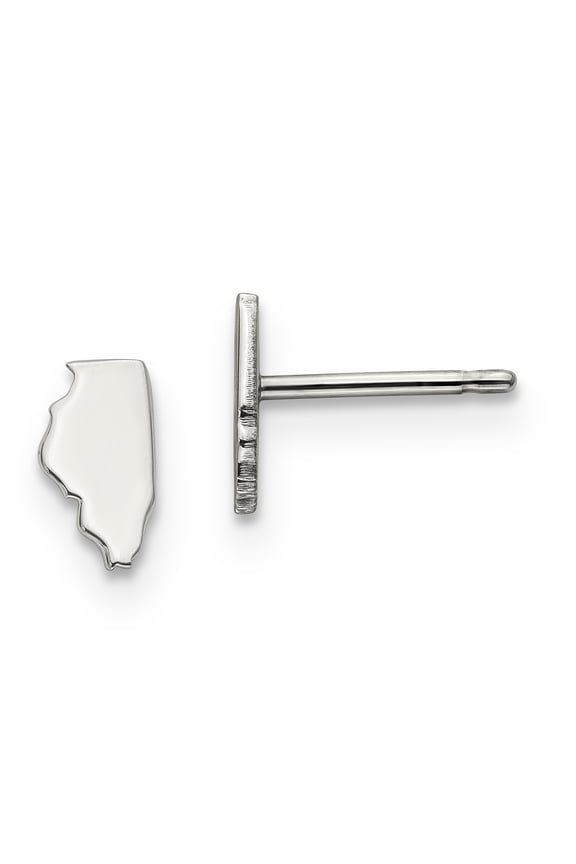 925 Sterling Silver IL Small State Earring