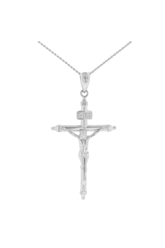 .925 Sterling Silver INRI Christ Passion Cross Crucifix Pendant Necklace 1.2" (Pendant Only)