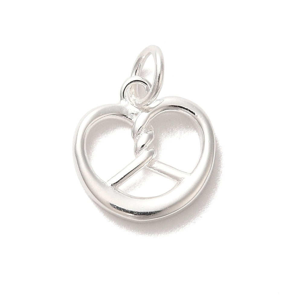 925 Sterling Silver Imitation Food Charms Pretzel 11x10x1.5mm Hole: 2.5mm