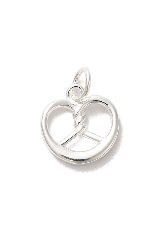 925 Sterling Silver Imitation Food Charms Pretzel 11x10x1.5mm Hole: 2.5mm