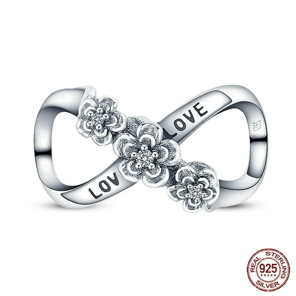 925 Sterling Silver Infinity Charms - Sunflower & Feather Designs - Fits Popular Bracelets - DIY Jewelry