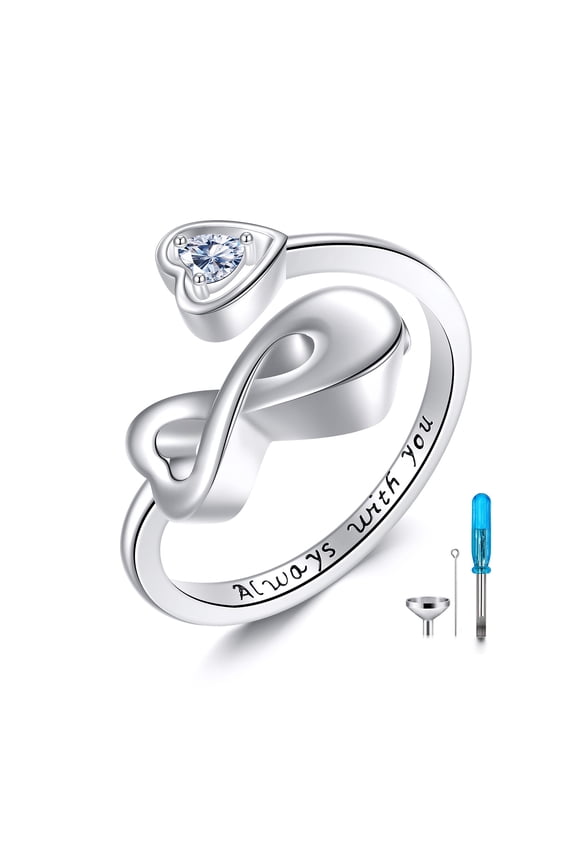 925 Sterling Silver Infinity Cremation Ring for Ashes Infinity Urn Ring