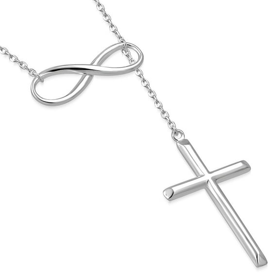 Sterling Silver Infinity Cross Religious Pendant Necklace