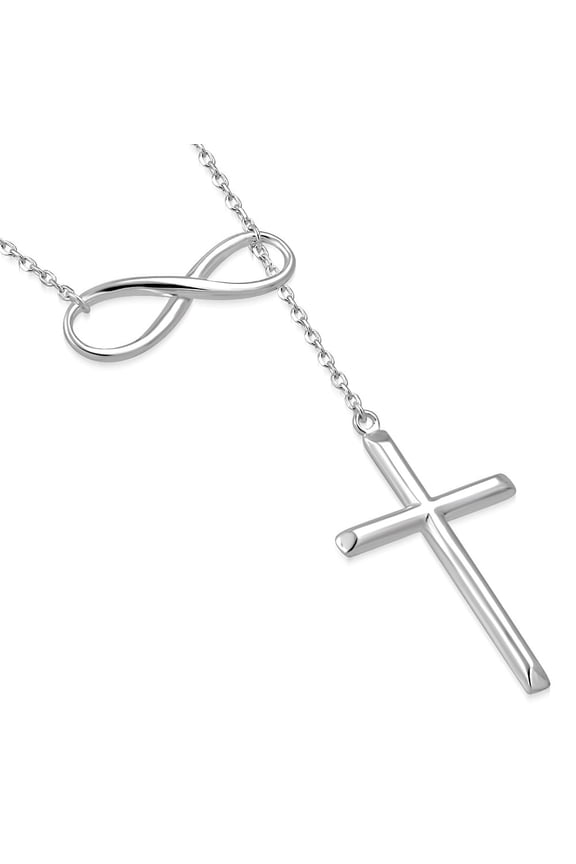 Sterling Silver Infinity Cross Religious Pendant Necklace
